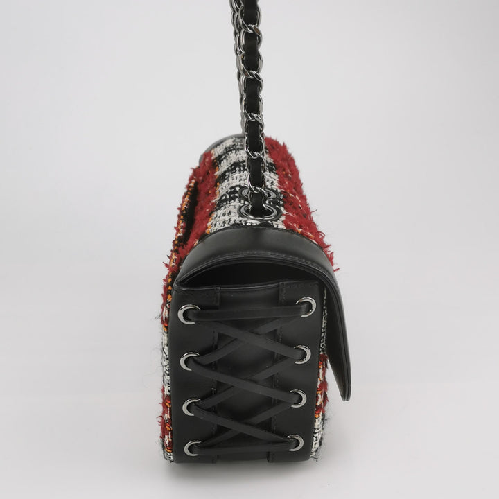 Chanel Coco Corset Flap In Multicolour Tweed and Calfskin Silver Hardware