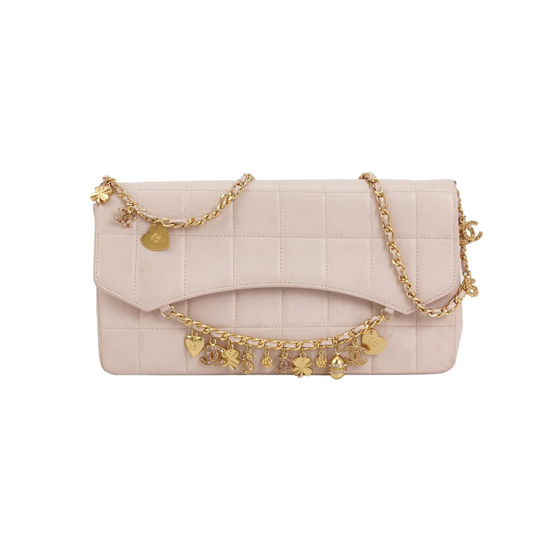 Chanel Square Quilt Lucky Charms Flap Bag Lambskin Pink Gold Hardware