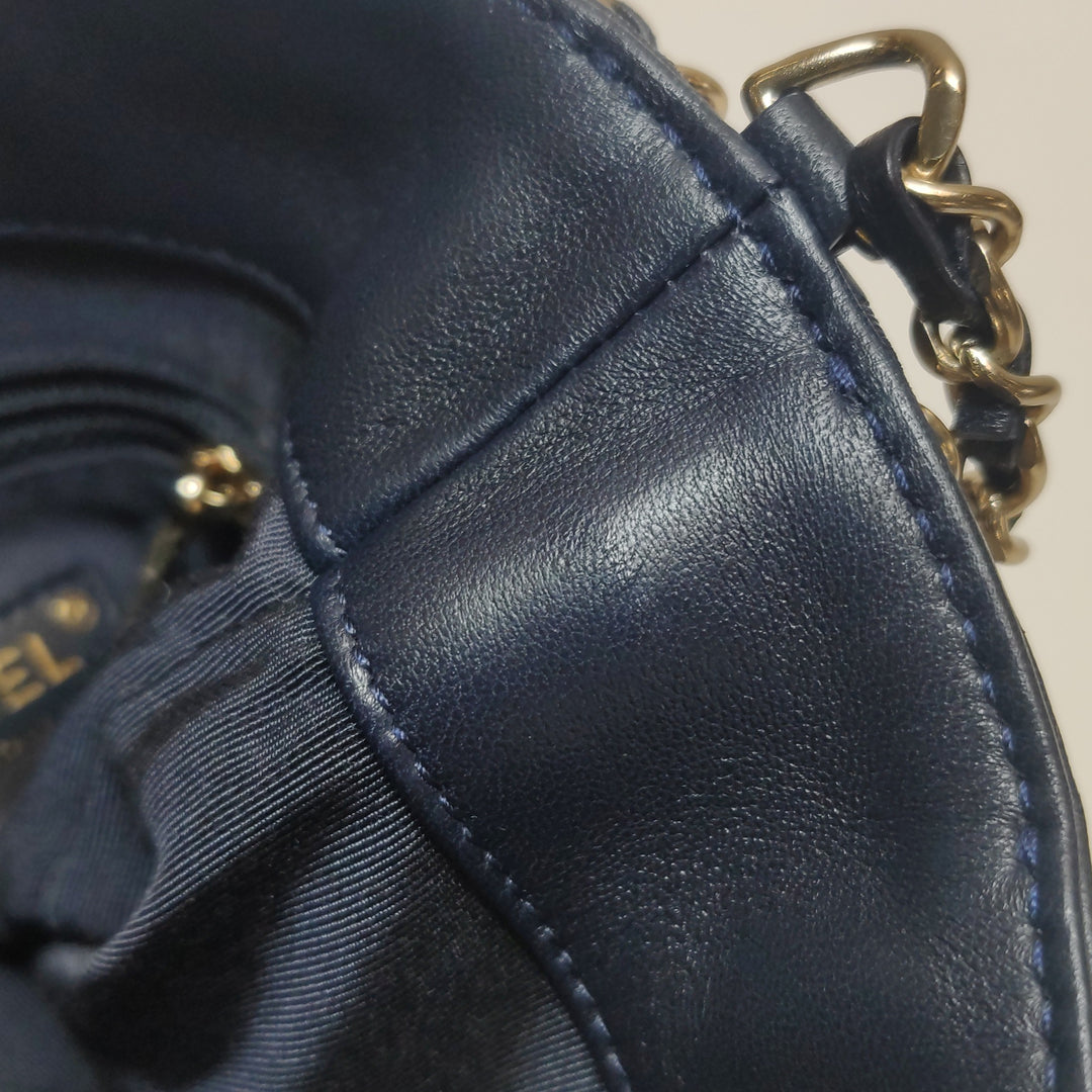Chanel Shopping Chain Tote Lambskin Black Gold Chain