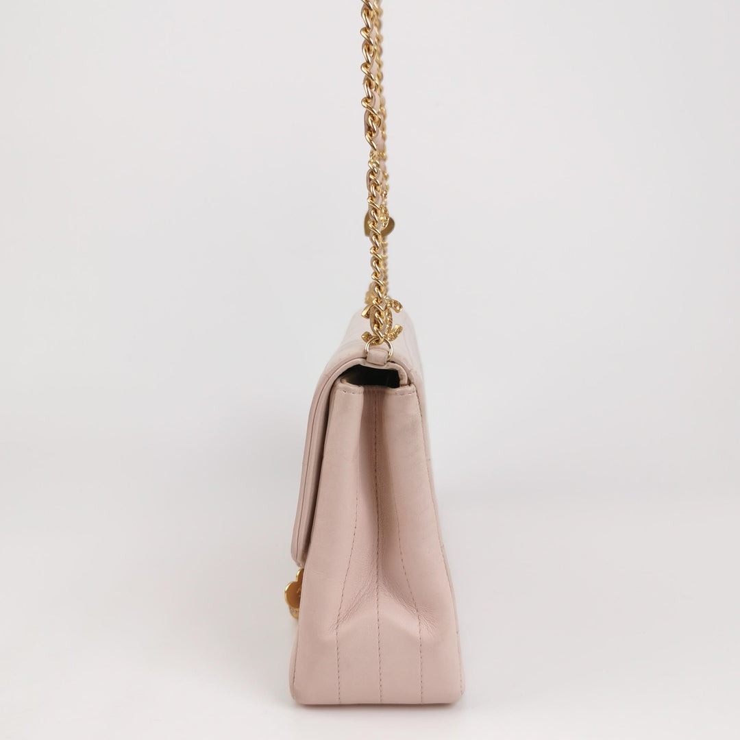 Chanel Square Quilt Lucky Charms Flap Bag Lambskin Pink Gold Hardware