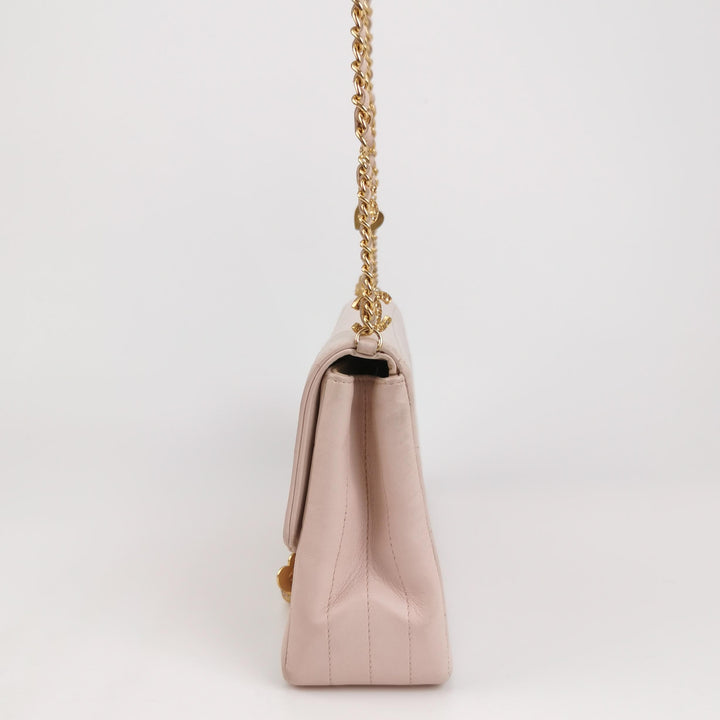 Chanel Square Quilt Lucky Charms Flap Bag Lambskin Pink Gold Hardware