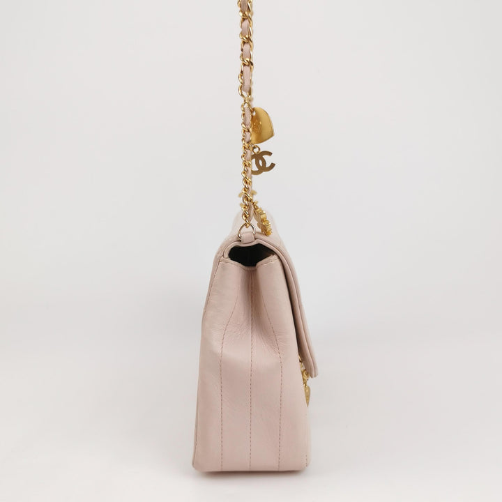 Chanel Square Quilt Lucky Charms Flap Bag Lambskin Pink Gold Hardware