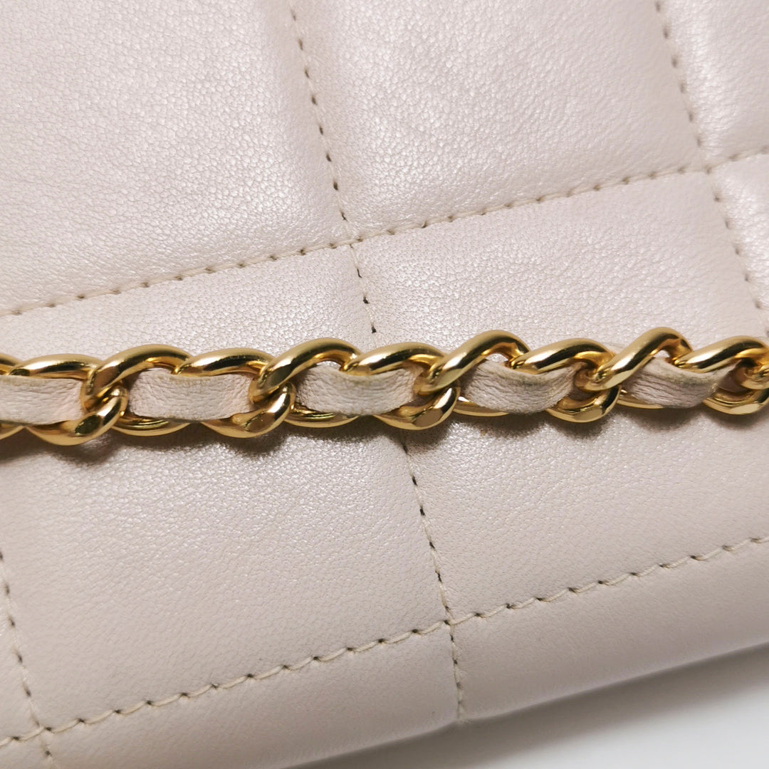 Chanel Square Quilt Lucky Charms Flap Bag Lambskin Pink Gold Hardware