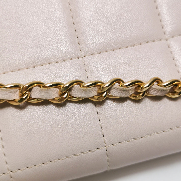 Chanel Square Quilt Lucky Charms Flap Bag Lambskin Pink Gold Hardware