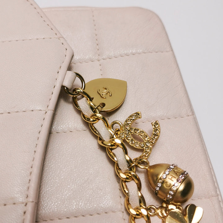 Chanel Square Quilt Lucky Charms Flap Bag Lambskin Pink Gold Hardware