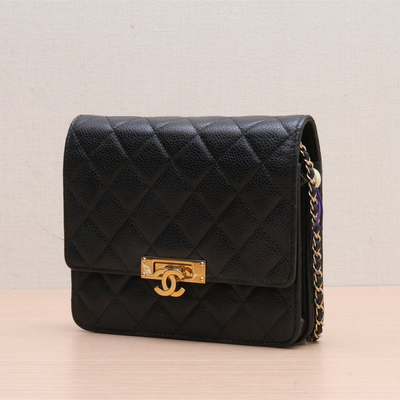 Chanel Golden Class Square WOC Black Caviar Leather Gold Hardware