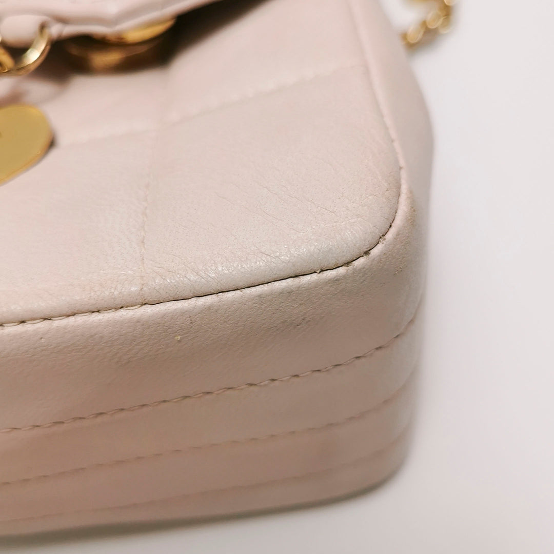 Chanel Square Quilt Lucky Charms Flap Bag Lambskin Pink Gold Hardware