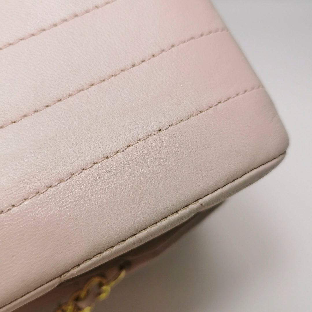 Chanel Square Quilt Lucky Charms Flap Bag Lambskin Pink Gold Hardware