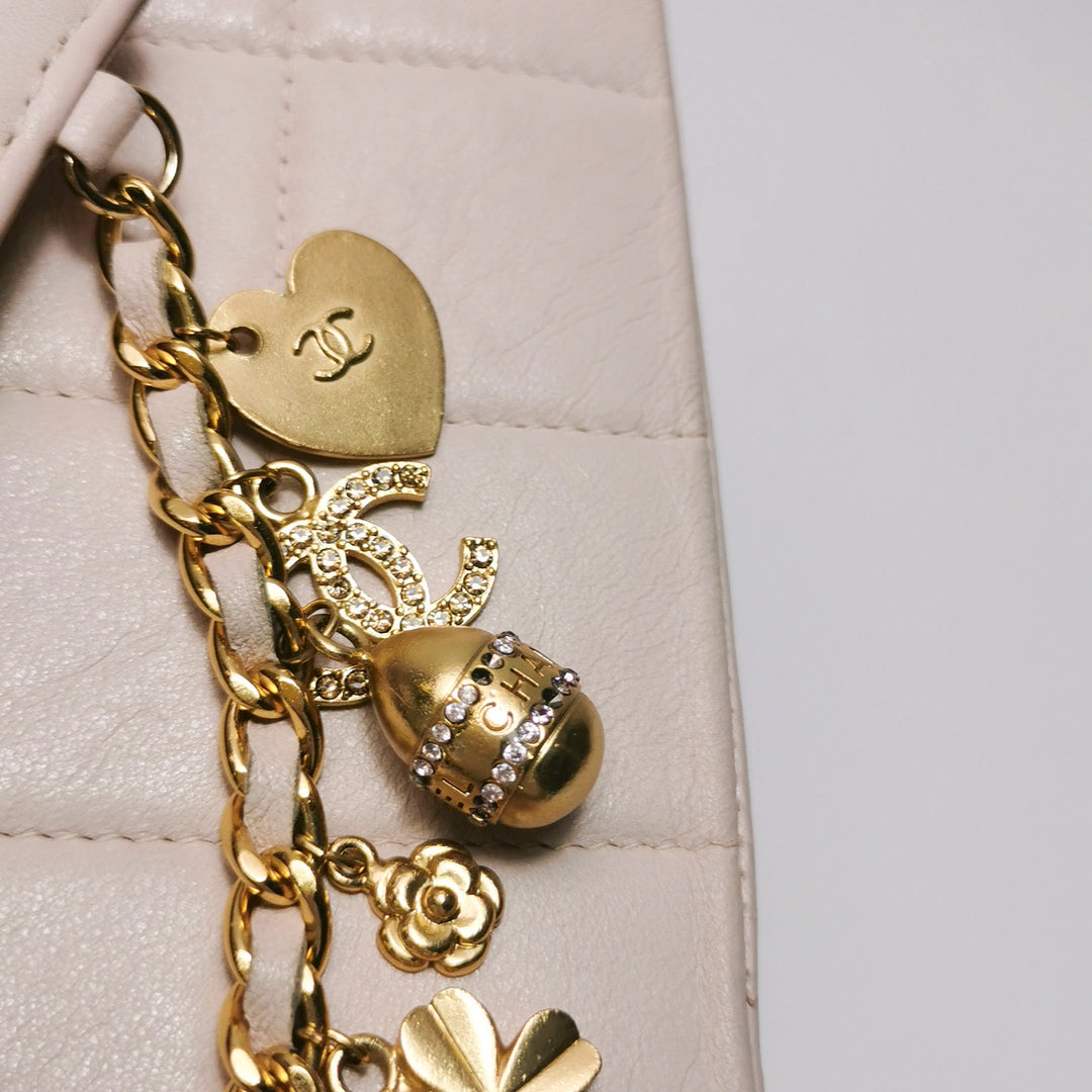 Chanel Square Quilt Lucky Charms Flap Bag Lambskin Pink Gold Hardware
