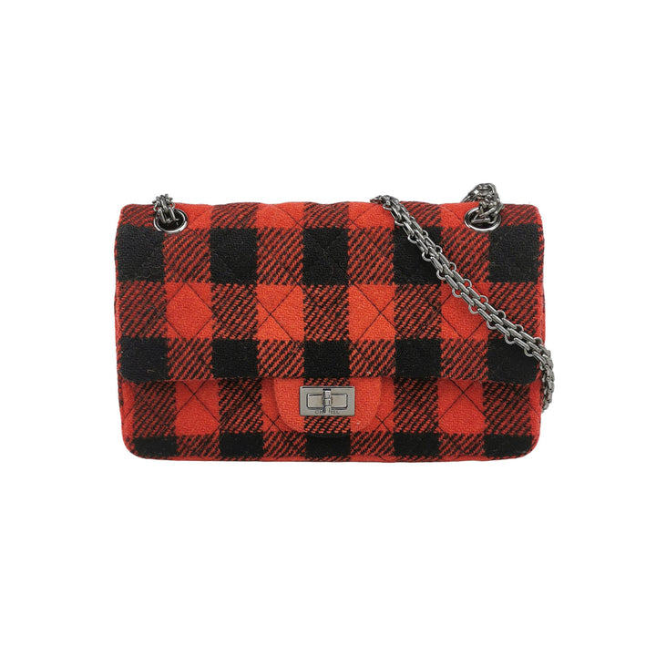 Chanel Black Red Tweed Reissue 225 Double Flap Bag