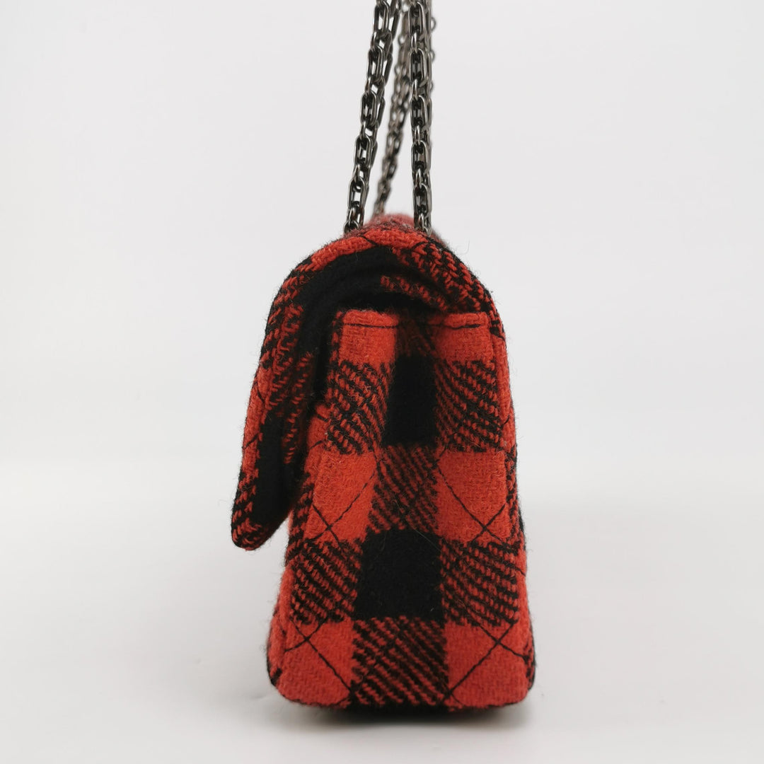Chanel Black Red Tweed Reissue 225 Double Flap Bag