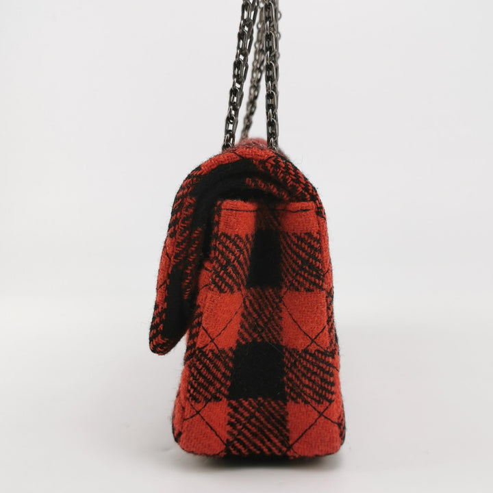 Chanel Black Red Tweed Reissue 225 Double Flap Bag