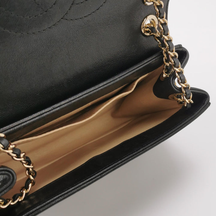 Chanel Chevron Subtle Flap Bag Black Gold Detail