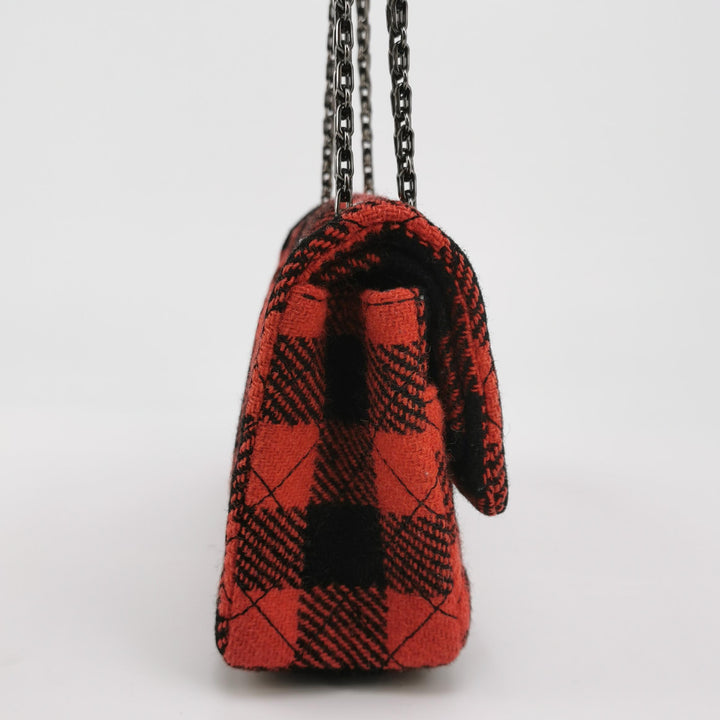 Chanel Black Red Tweed Reissue 225 Double Flap Bag