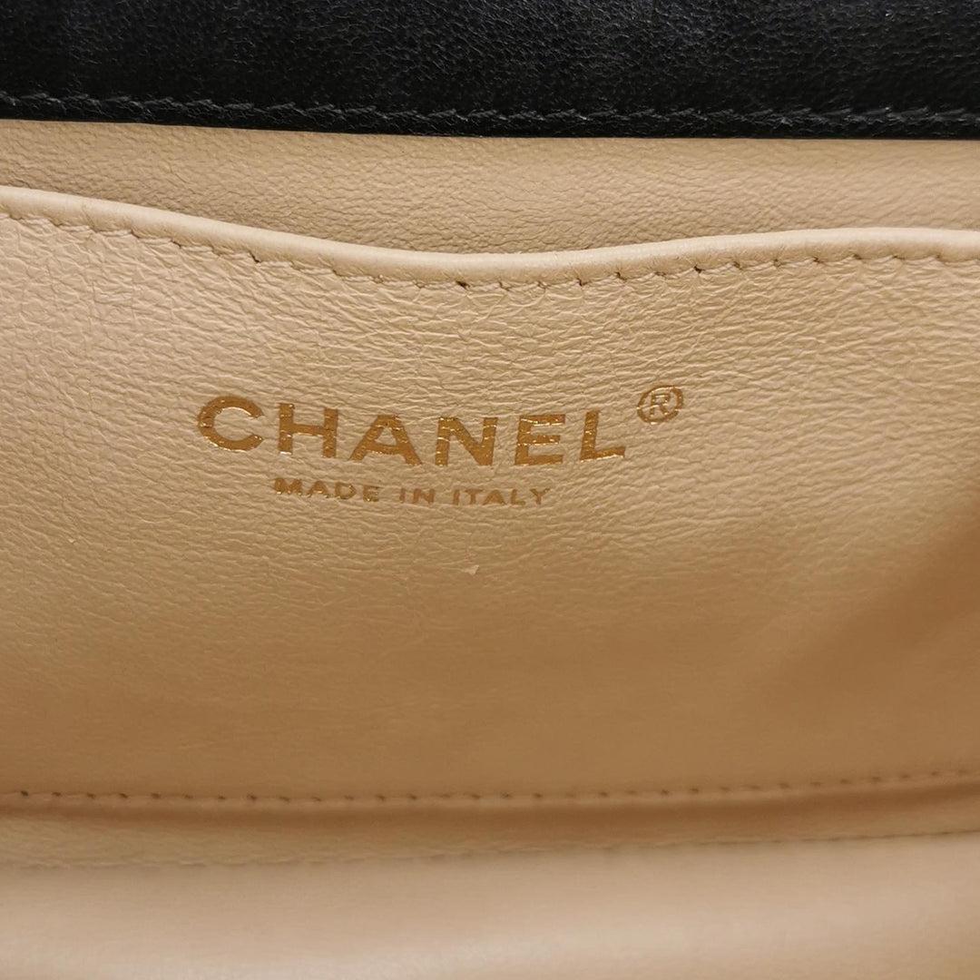 Chanel Chevron Subtle Flap Bag Black Gold Detail