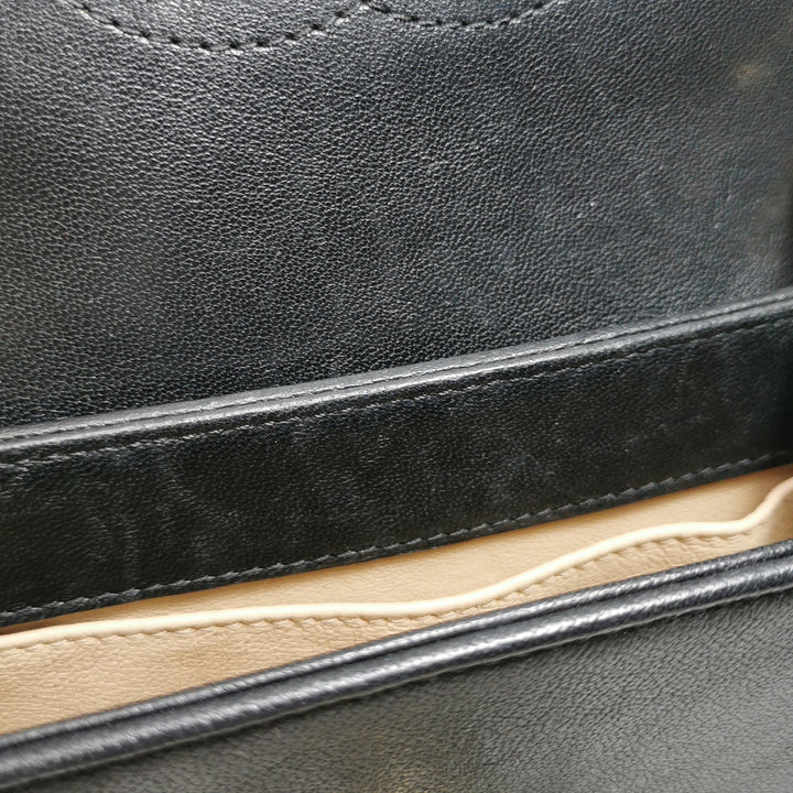 Chanel Chevron Subtle Flap Bag Black Gold Detail