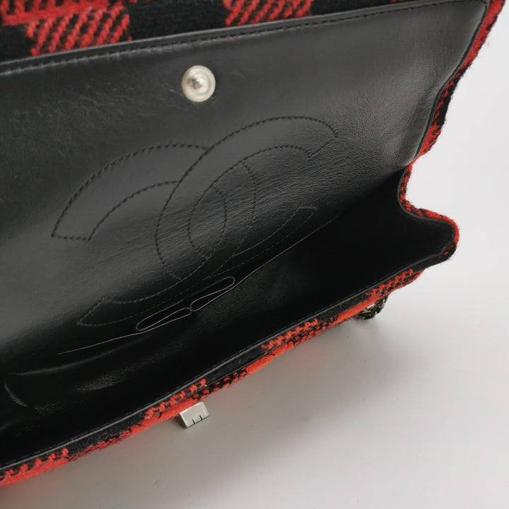 Chanel Black Red Tweed Reissue 225 Double Flap Bag