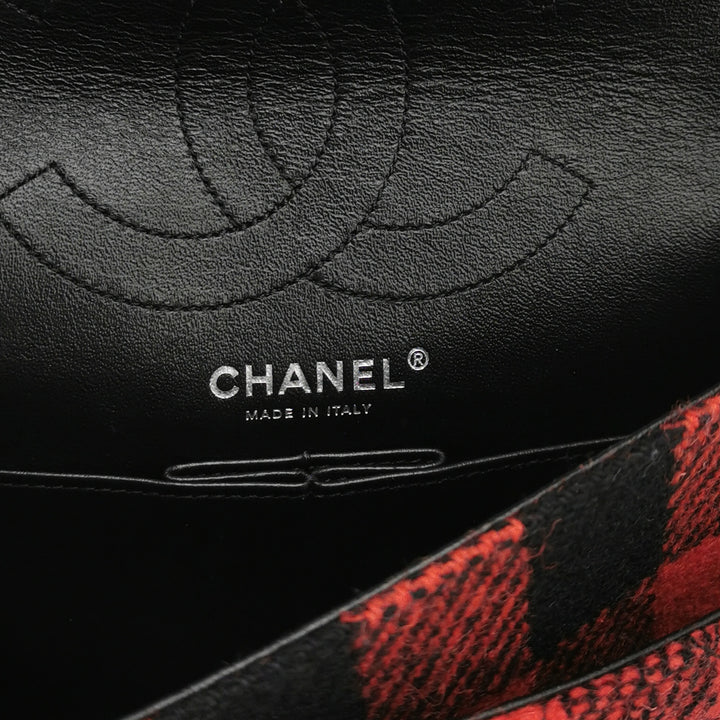 Chanel Black Red Tweed Reissue 225 Double Flap Bag