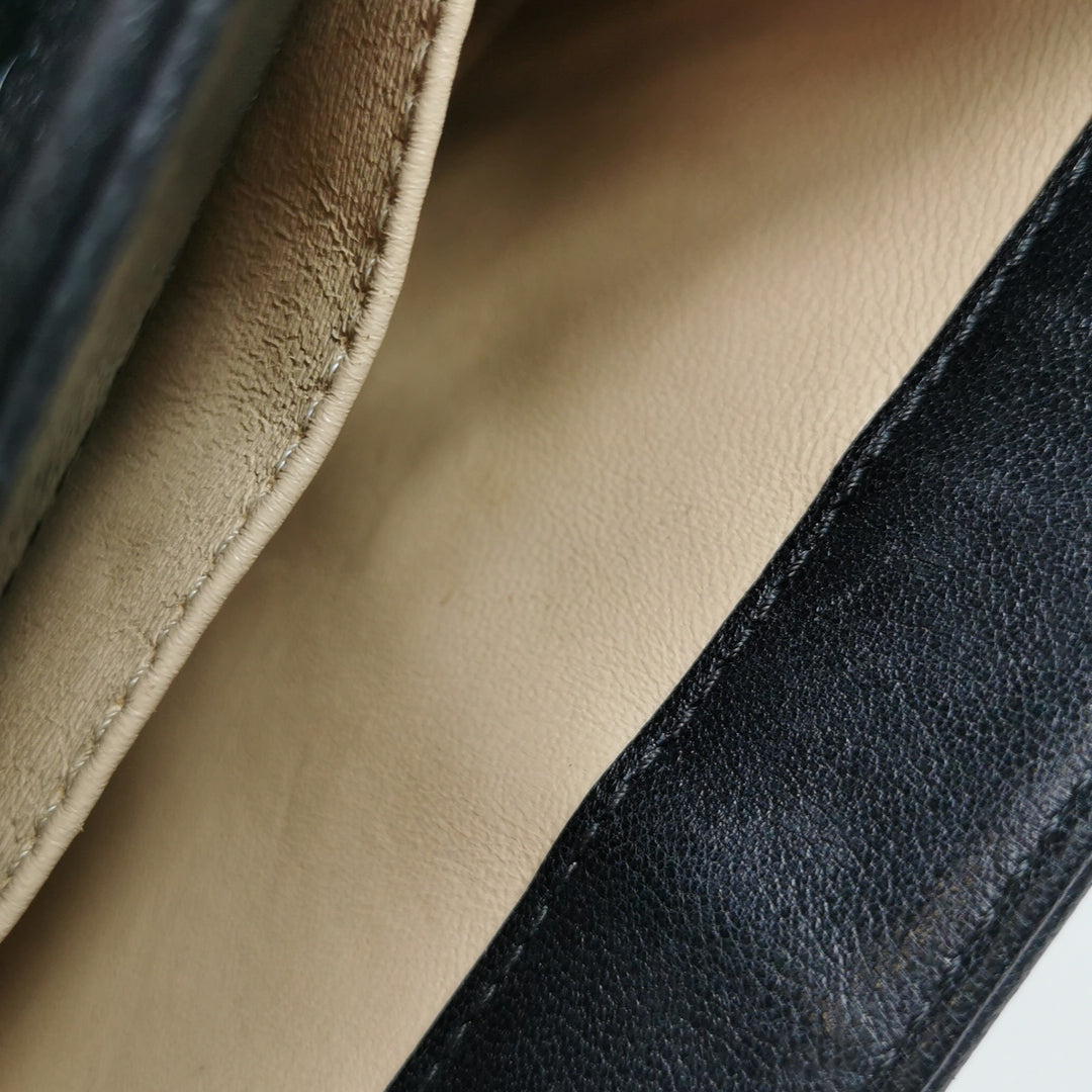 Chanel Chevron Subtle Flap Bag Black Gold Detail