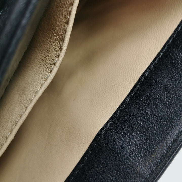 Chanel Chevron Subtle Flap Bag Black Gold Detail