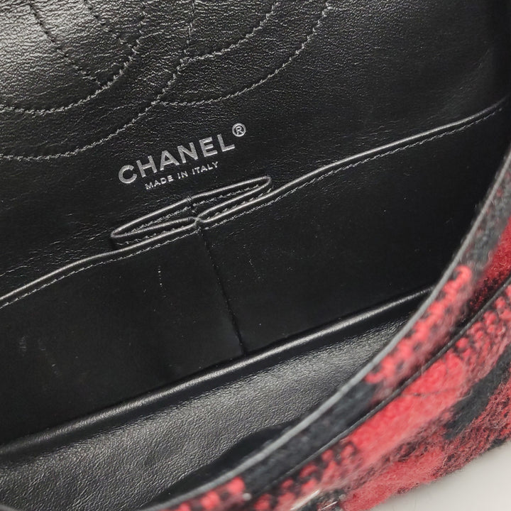 Chanel Black Red Tweed Reissue 225 Double Flap Bag