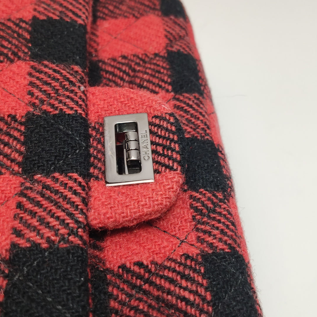 Chanel Black Red Tweed Reissue 225 Double Flap Bag