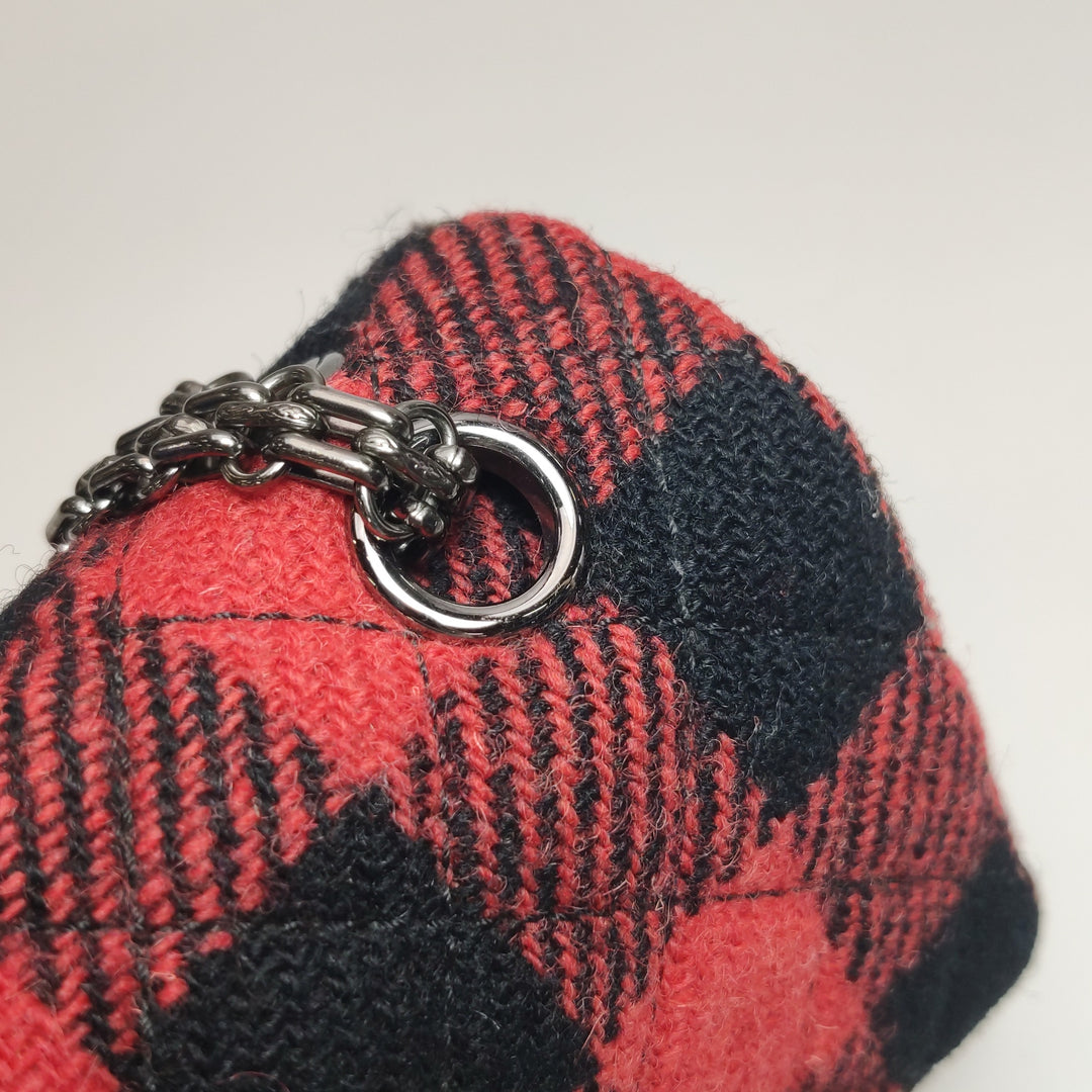 Chanel Black Red Tweed Reissue 225 Double Flap Bag