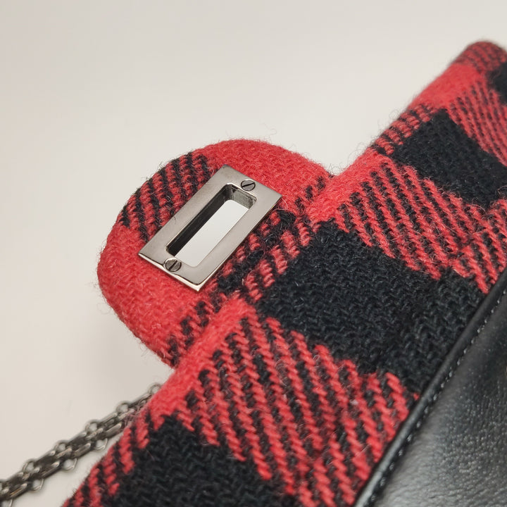 Chanel Black Red Tweed Reissue 225 Double Flap Bag