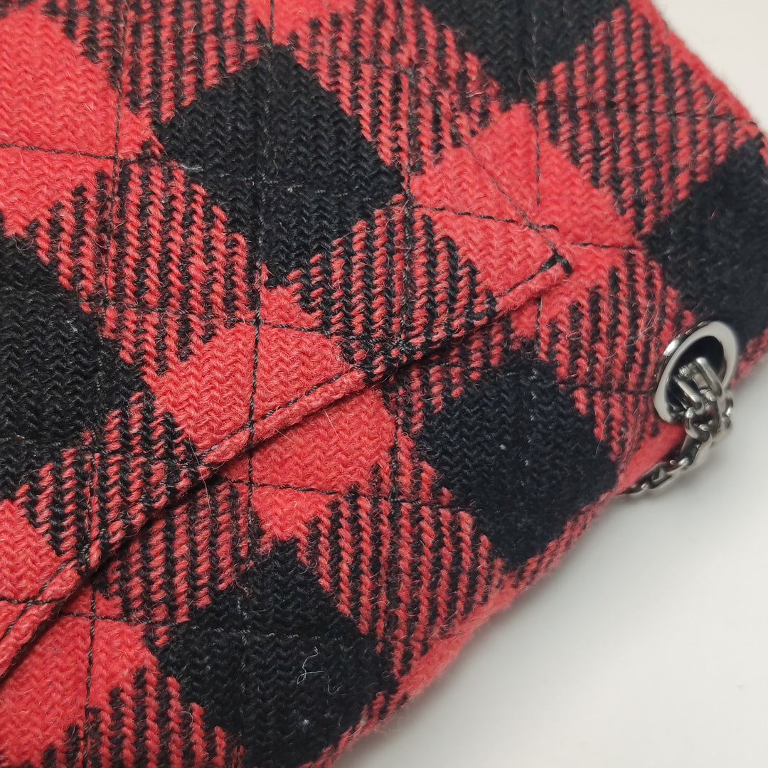 Chanel Black Red Tweed Reissue 225 Double Flap Bag