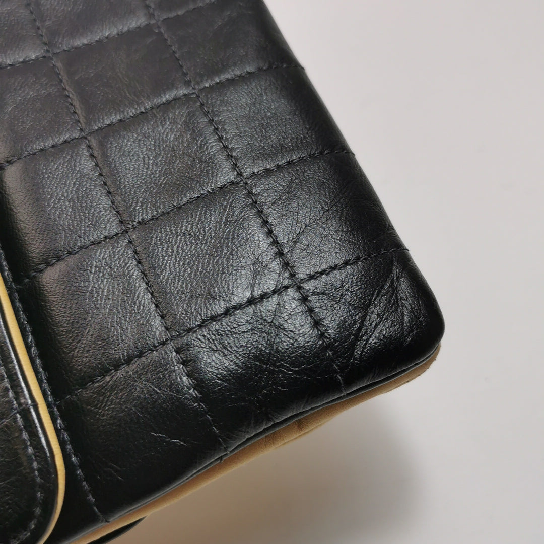 Chanel 2.55 Reissue Two-Tone Square Quilted Flap Bag Medium Lambskin Beige Black Gold Hardware