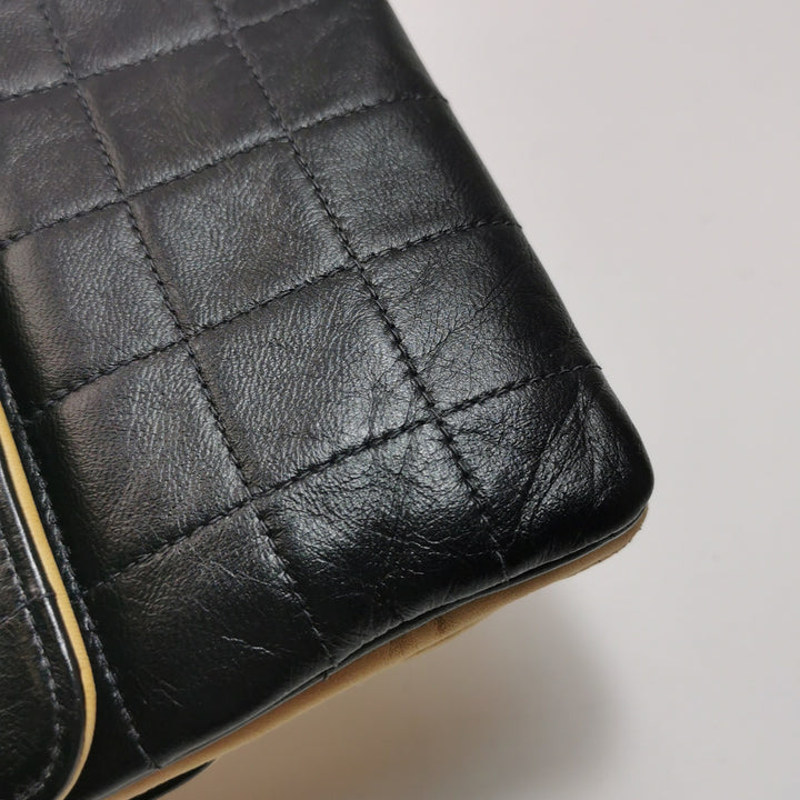 Chanel 2.55 Reissue Two-Tone Square Quilted Flap Bag Medium Lambskin Beige Black Gold Hardware