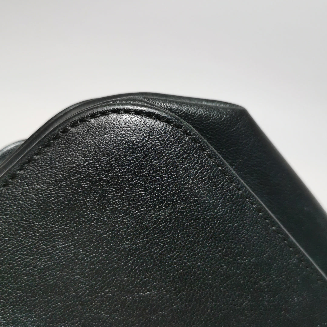 Chanel Chevron Subtle Flap Bag Black Gold Detail