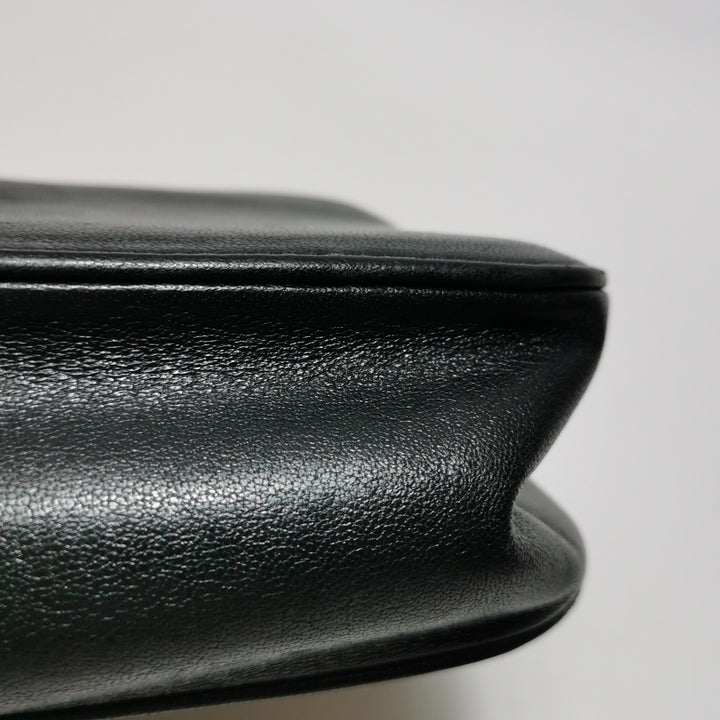 Chanel Chevron Subtle Flap Bag Black Gold Detail