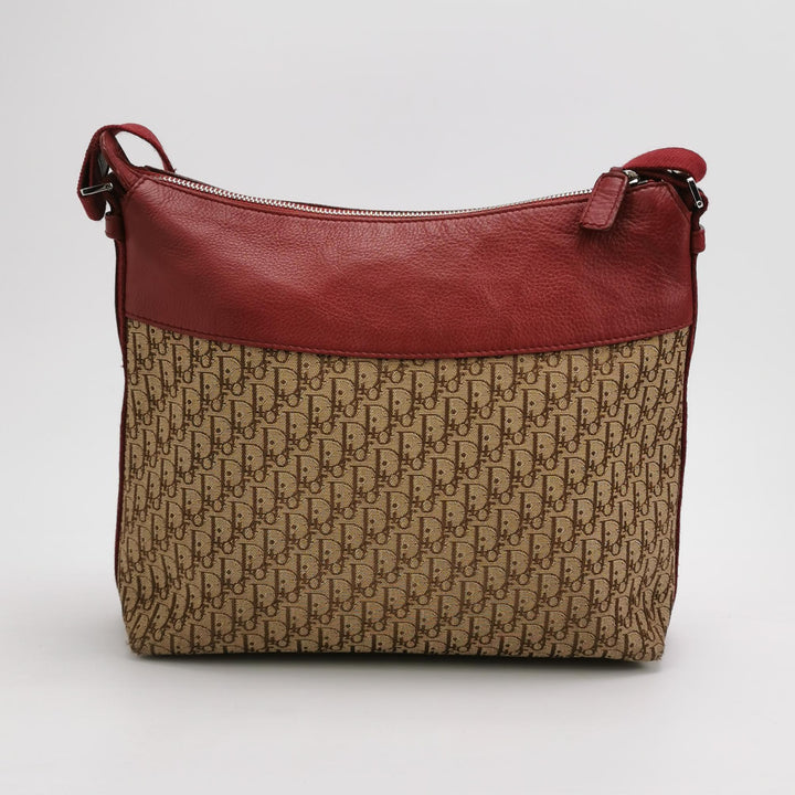 Dior Street Chic Trotter Canvas Leather Shoulder Bag Red Beige