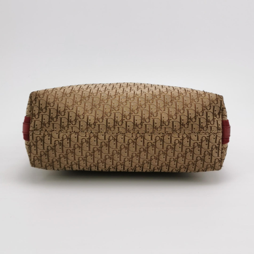 Dior Street Chic Trotter Canvas Leather Shoulder Bag Red Beige