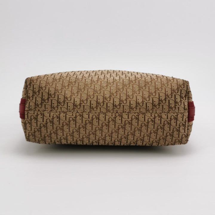 Dior Street Chic Trotter Canvas Leather Shoulder Bag Red Beige