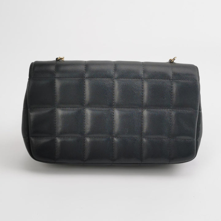 Chanel Chocolate Bar Mini Flap Bag Lambskin Black Gold Hardware