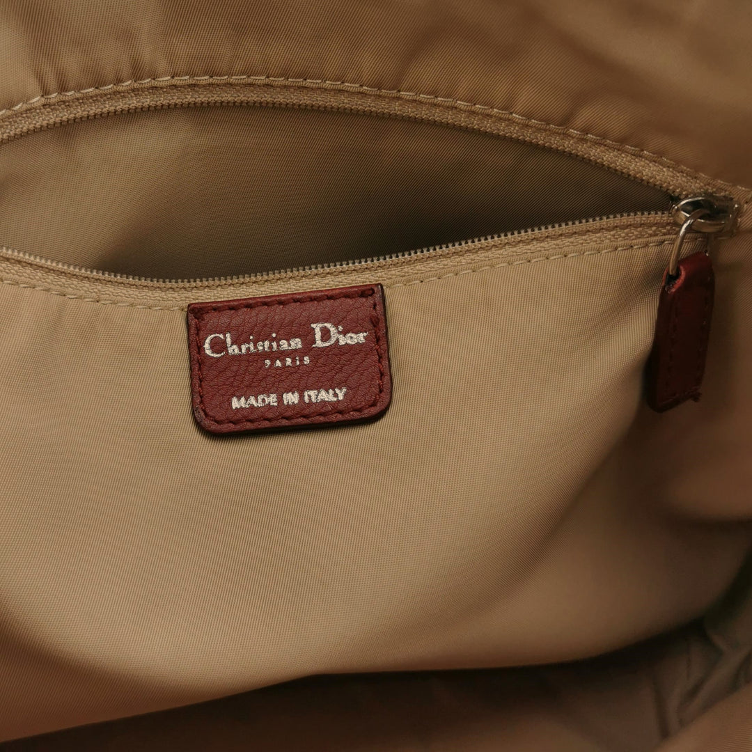 Dior Street Chic Trotter Canvas Leather Shoulder Bag Red Beige