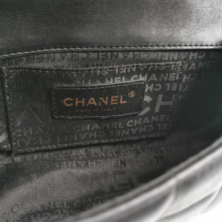 Chanel Chocolate Bar Mini Flap Bag Lambskin Black Gold Hardware