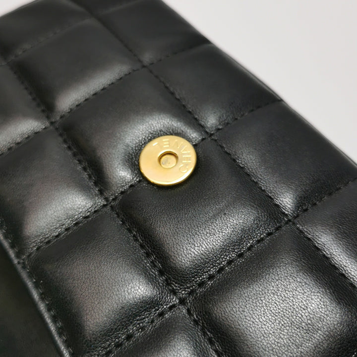 Chanel Chocolate Bar Mini Flap Bag Lambskin Black Gold Hardware