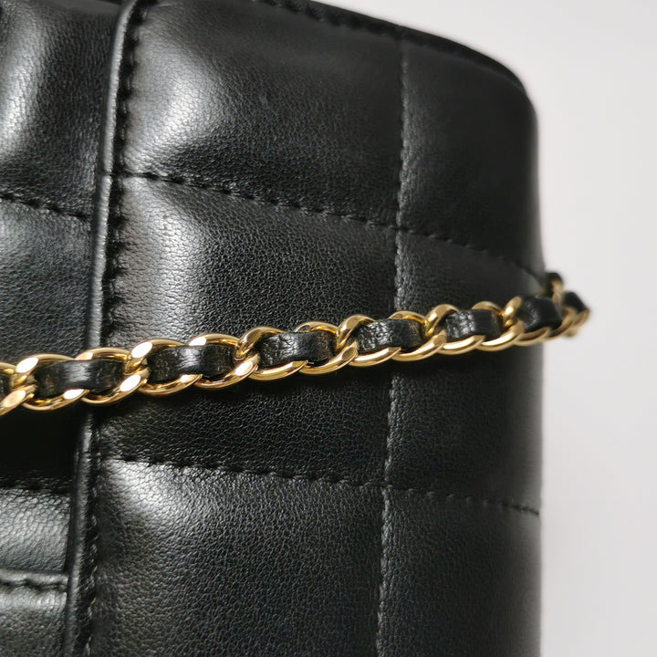 Chanel Chocolate Bar Mini Flap Bag Lambskin Black Gold Hardware