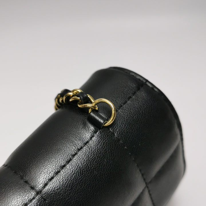 Chanel Chocolate Bar Mini Flap Bag Lambskin Black Gold Hardware