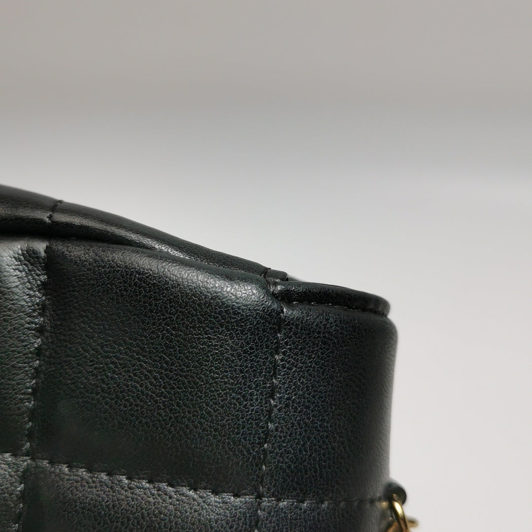 Chanel Chocolate Bar Mini Flap Bag Lambskin Black Gold Hardware