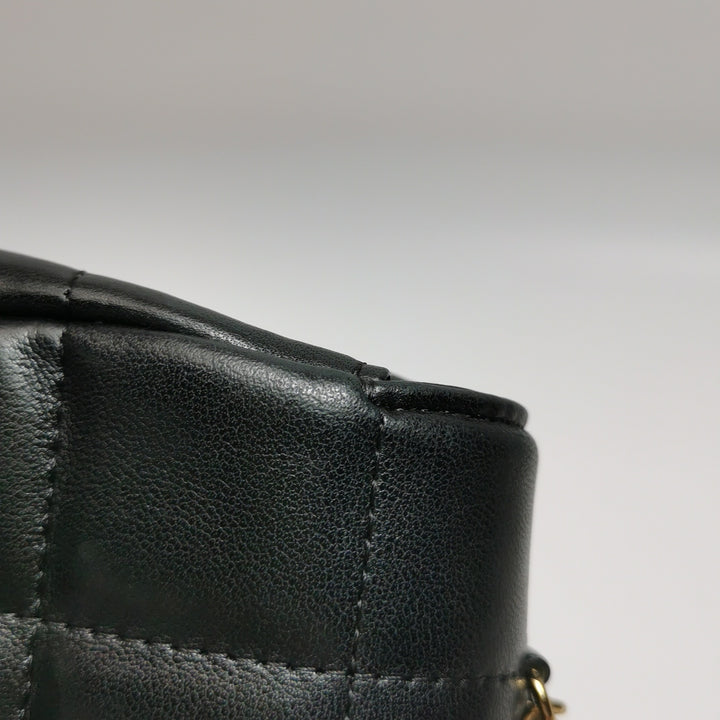 Chanel Chocolate Bar Mini Flap Bag Lambskin Black Gold Hardware
