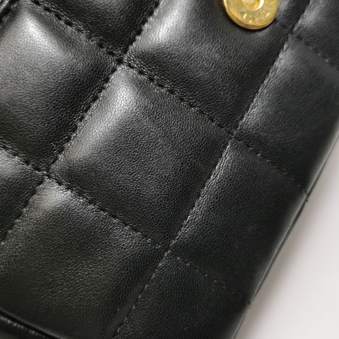 Chanel Chocolate Bar Mini Flap Bag Lambskin Black Gold Hardware