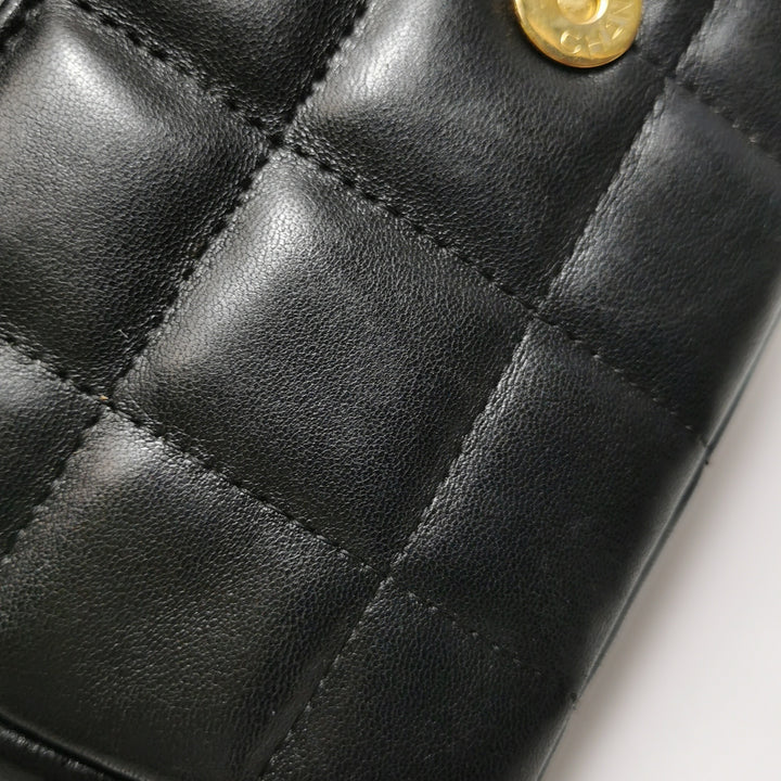 Chanel Chocolate Bar Mini Flap Bag Lambskin Black Gold Hardware