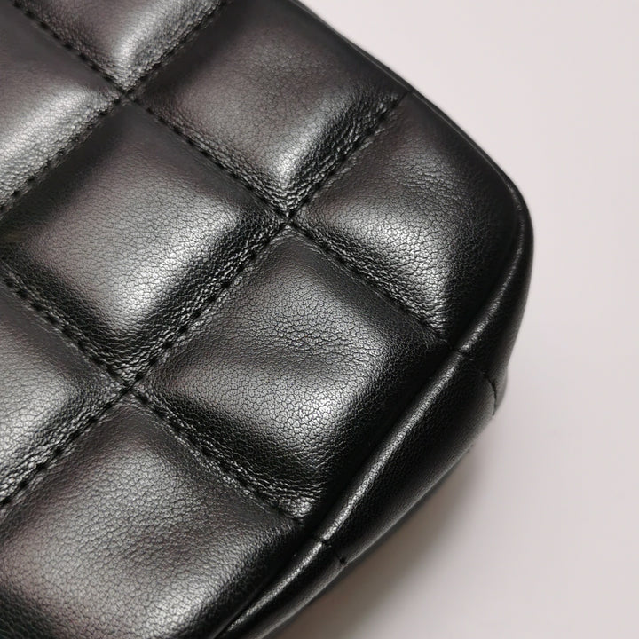 Chanel Chocolate Bar Mini Flap Bag Lambskin Black Gold Hardware