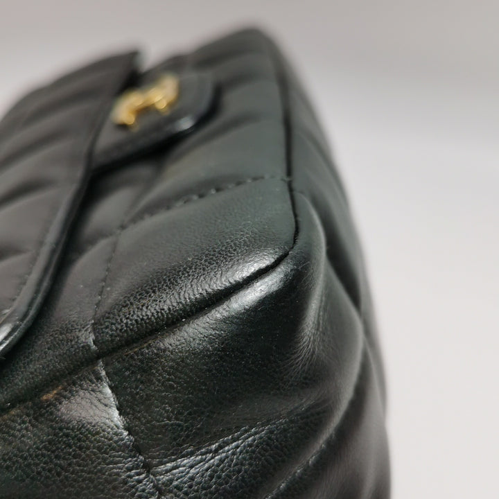 Chanel Chocolate Bar Mini Flap Bag Lambskin Black Gold Hardware