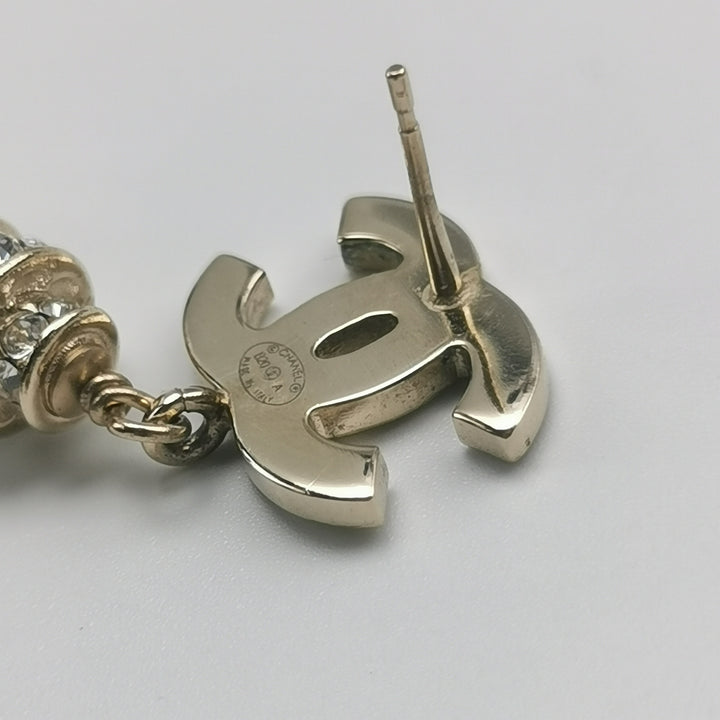 Chanel Interlocking CC Faux-pearl Drop Earrings