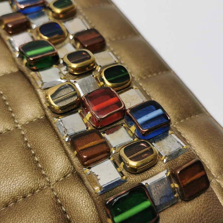 Chanel Paris-Byzance Jewelled Evening Bag Lambskin Brown Antique Gold Hardware